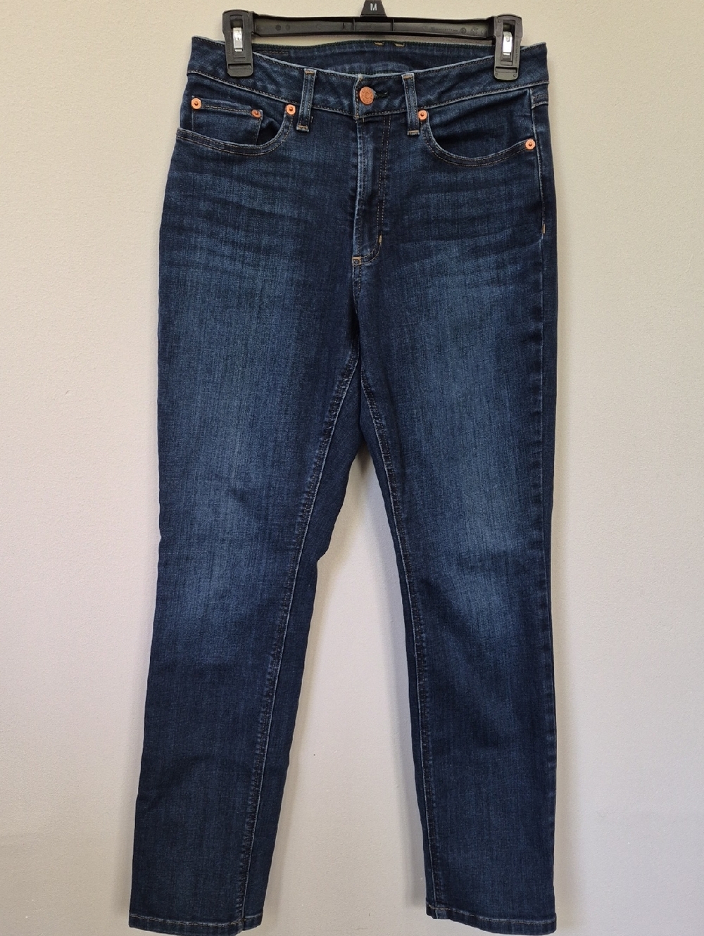 L.L. Bean Dark Indigo Straight Leg Jeans Womens 10 Bean Flex Favorite Fit